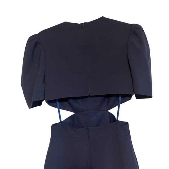 Ieena for Mac Duggal Cutout Waist Puff Sleeve Mini Dress Black Size 2 - Picture 7 of 9